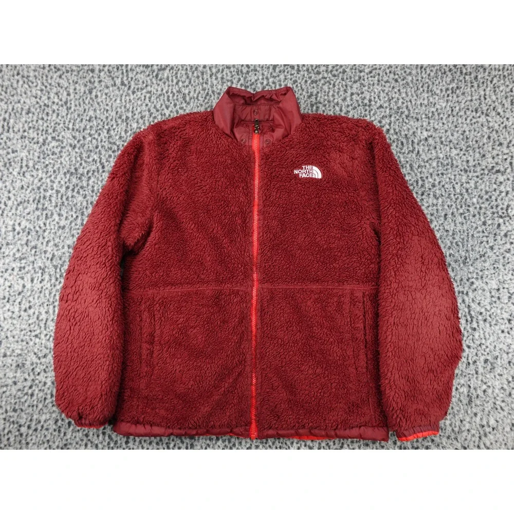 The North Face Reversible Puffer Jacket Mens S Youth XL Red Burgundy Good Quilt
